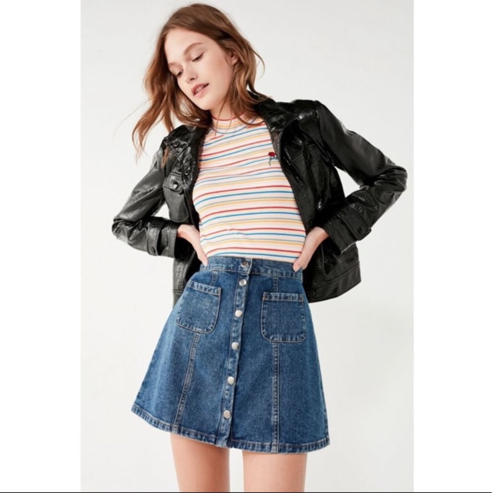 BDG snap button up denim skirt